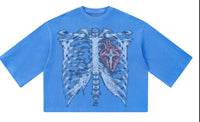 "HE LIVES IN ME" Waffle Knit Tee (Blue)
