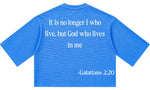 "HE LIVES IN ME" Waffle Knit Tee (Blue)