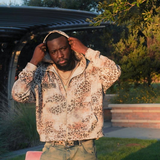 "FEARFULLY MADE" OVERSIZED Leopard Print Hoodie (Beige)