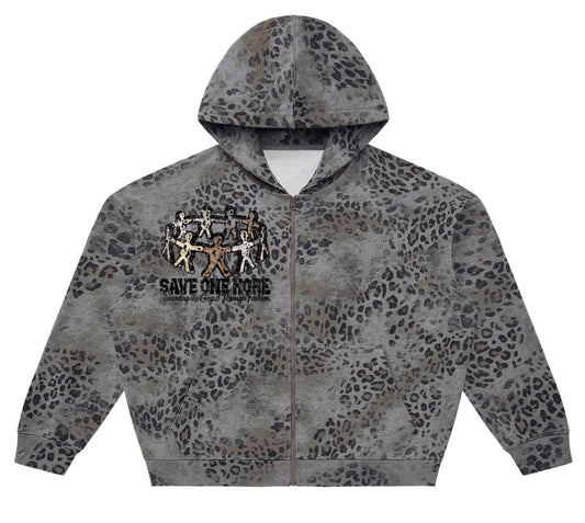 "FEARFULLY MADE" OVERSIZED Leopard print (Dark grey)